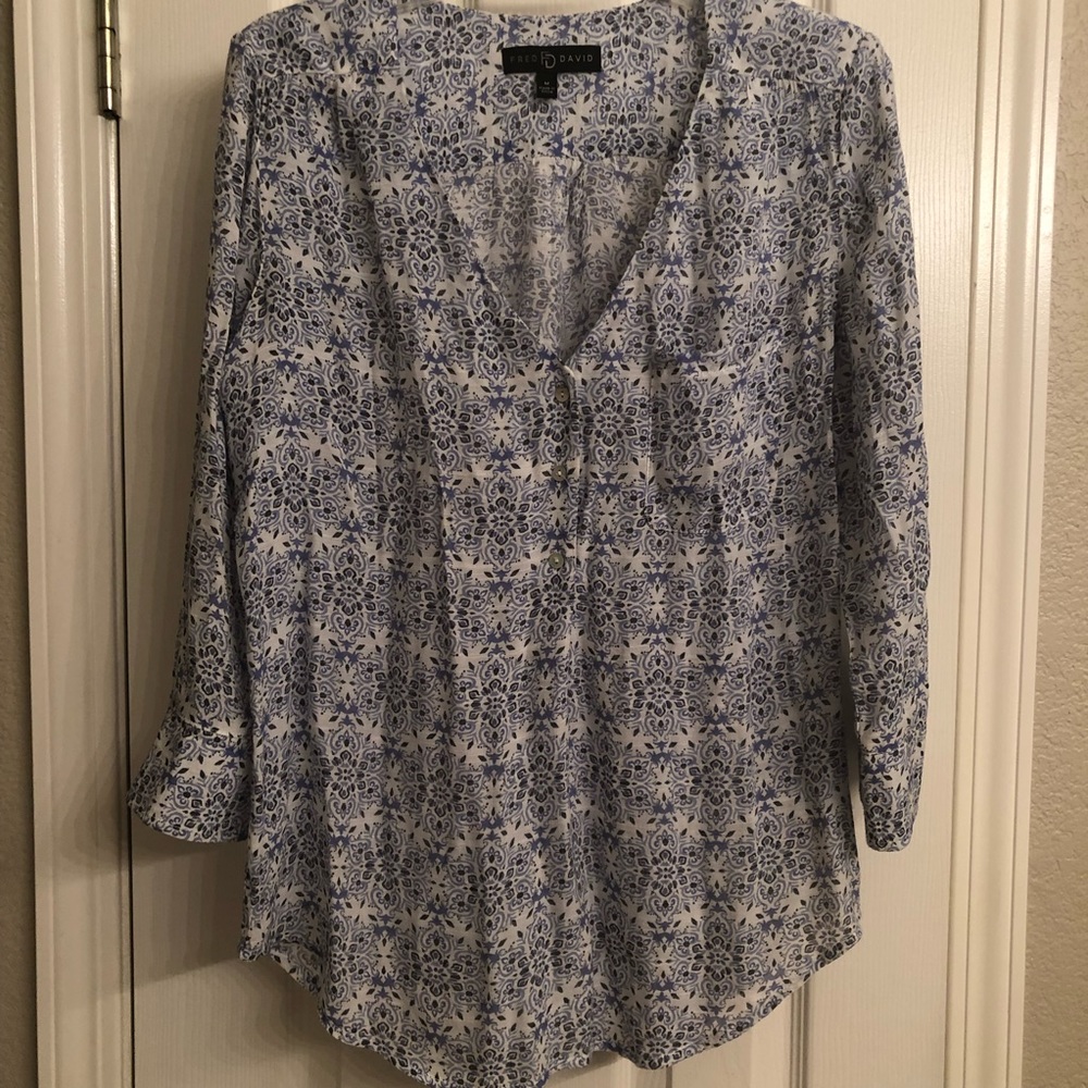 Fred David Blouse Lavender & Gray (M)